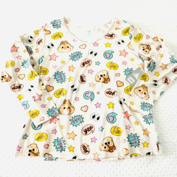 0880 DISNEY CHIP AND DALE PLUS SIZE PJ TOP SIZE 1X PLUS SIZE DISNEY PJS - Picture 1 of 7